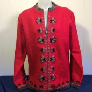 Christopher & Banks Womens Cardigan wool full zip sweater size large